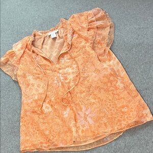 House of Harlow Flutter Top Womens Small Fairy Orange Floral